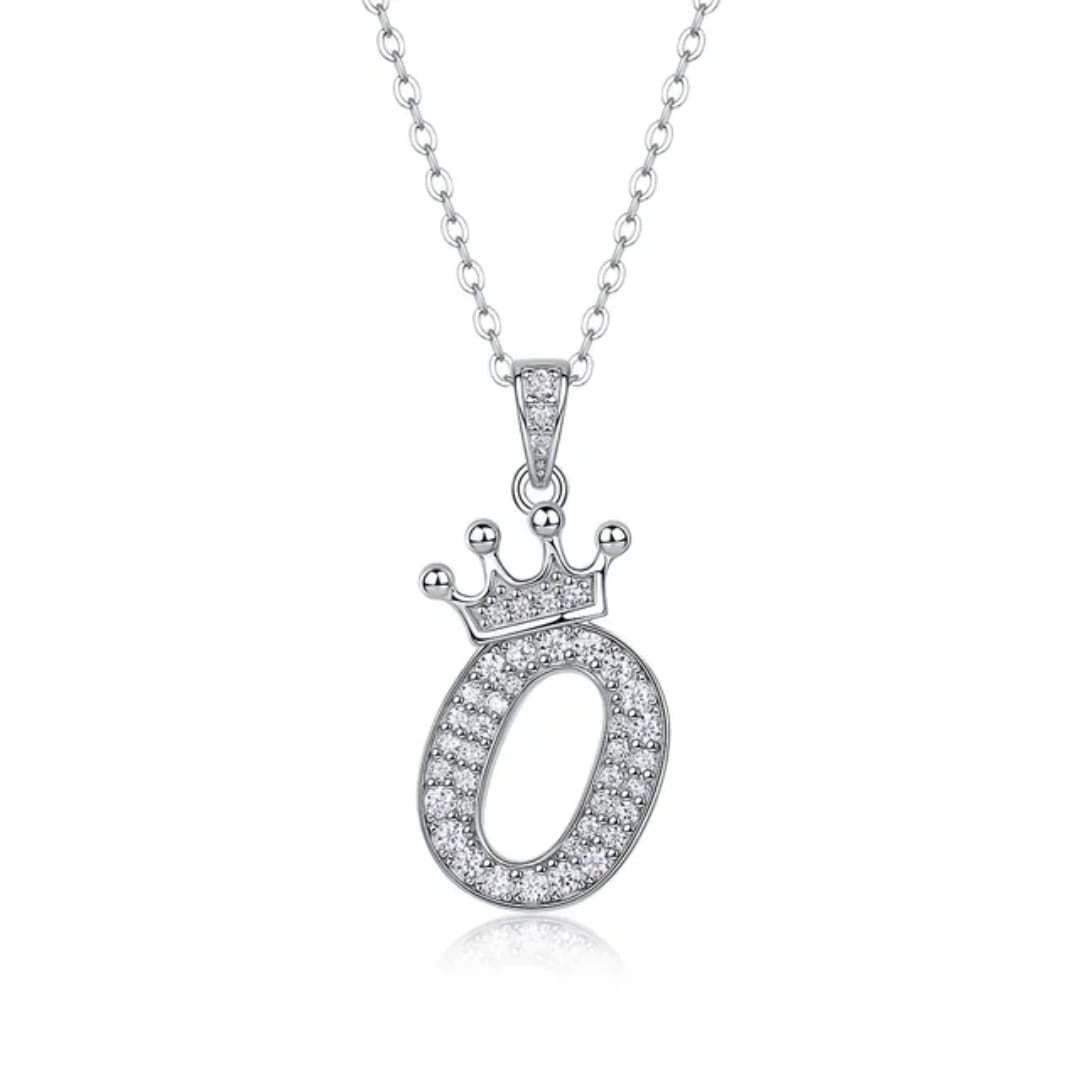 Alphabet Crown Moissanite Necklace in 925 Sterling Silver