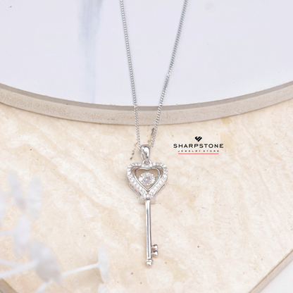 0.50ct Dancing Key Moissanite Necklace in 925 Sterling Silver