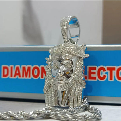 Religious Head Moissanite Necklace in 925 Sterling Silver