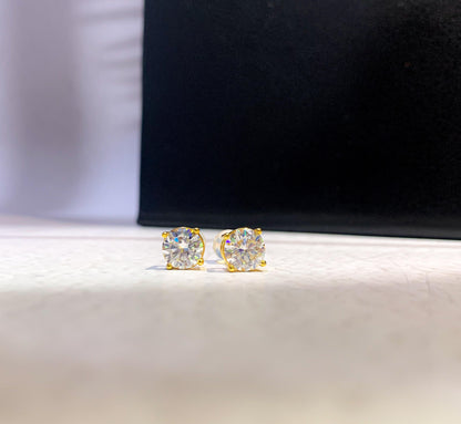 Lenon Moissanite Earrings in 18 Karat Solid Gold