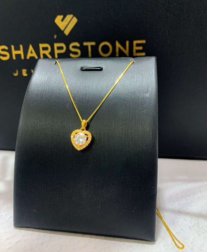1.0ct Sweetheart Moissanite Necklace in 18 Karat Solid Gold