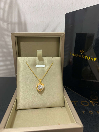 1.0ct Sweetheart Moissanite Necklace in 18 Karat Solid Gold