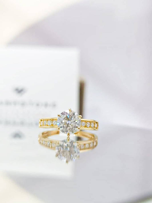 Nadia Moissanite Engagement Ring in 10 Karat Solid Gold