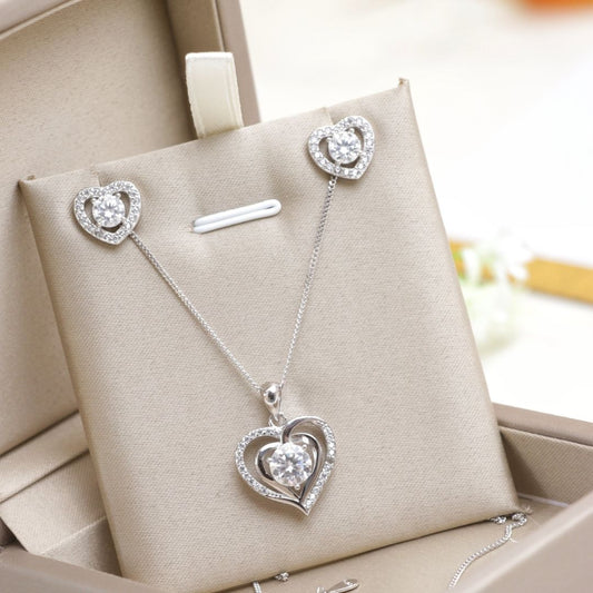 Adore - Sweetheart Moissanite Jewelry Set in 925 Sterling Silver