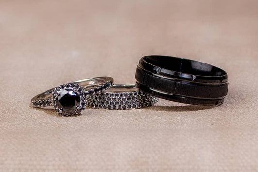 Spa - Blossom Black Moissanite Set with Claude Titanium Male Band