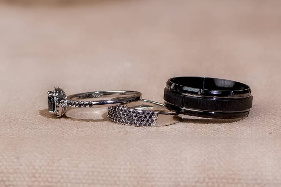 Spa - Blossom Black Moissanite Set with Claude Titanium Male Band