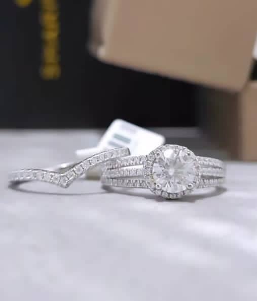 Cora Moissanite Bridal Set in 925 Sterling Silver