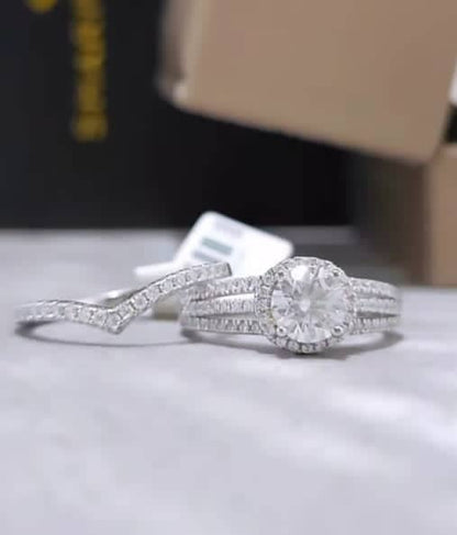 Cora Moissanite Bridal Set in 925 Sterling Silver