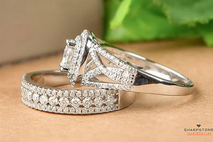 Azura - Clarisse Moissanite Bridal set in 925 Sterling Silver