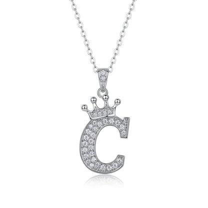 Alphabet Crown Moissanite Necklace in 925 Sterling Silver