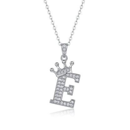 Alphabet Crown Moissanite Necklace in 925 Sterling Silver