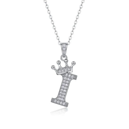 Alphabet Crown Moissanite Necklace in 925 Sterling Silver