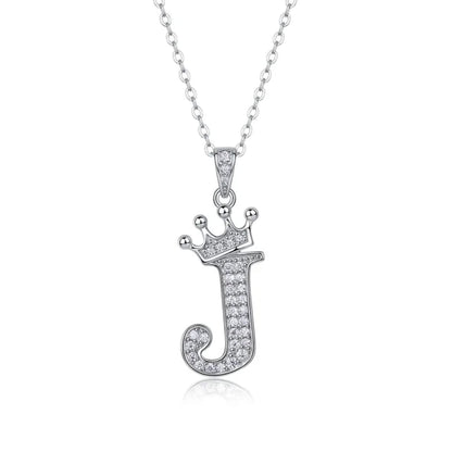 Alphabet Crown Moissanite Necklace in 925 Sterling Silver