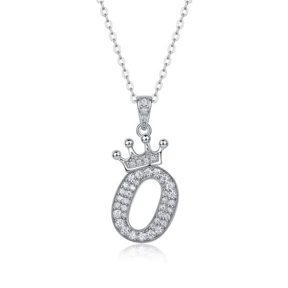 Alphabet Crown Moissanite Necklace in 925 Sterling Silver