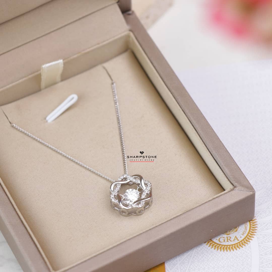 0.50ct Clover Duo Moissanite Necklace in 925 Sterling Silver