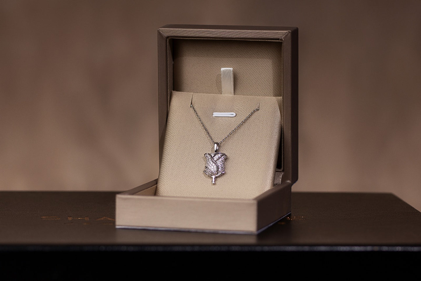 Big Rose Moissanite Necklace in 925 Sterling Silver