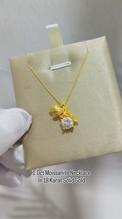 Fairy Moissanite Necklace in 18 Karat Solid Gold