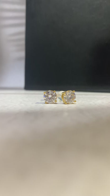 Lenon Moissanite Earrings in 18 Karat Solid Gold