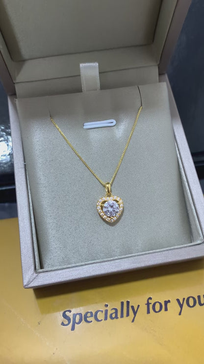 1.0ct Sweetheart Moissanite Necklace in 18 Karat Solid Gold