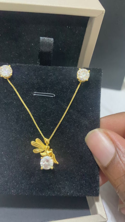 Fairy - Lenon Moissanite Set in 18 Karat Solid Gold