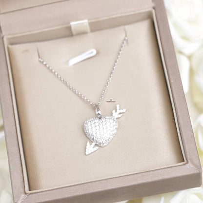 Arrow in the Heart Moissanite Necklace in 925 Sterling Silver