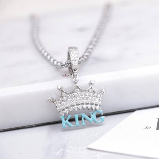 1.00mm Glow in the Dark King Pendant in 925 Sterling Silver