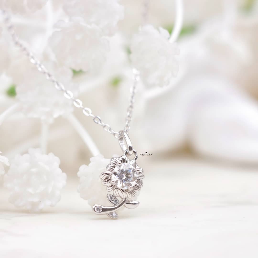 0.50ct Mini Rose Moissanite Necklace in 925 Sterling Silver