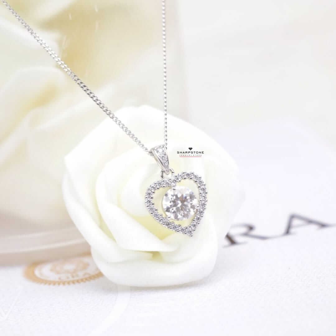 1.0ct Sweetheart Moissanite Necklace in 925 Sterling Silver