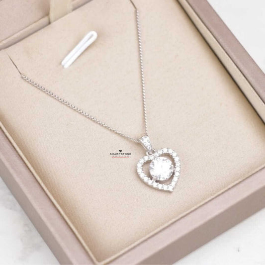 1.0ct Sweetheart Moissanite Necklace in 925 Sterling Silver