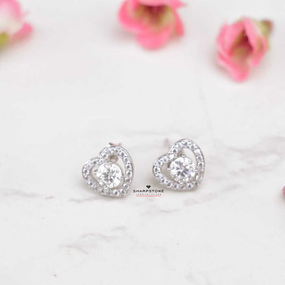 0.50ct Sweetheart Moissanite Earrings in 925 Sterling Silver