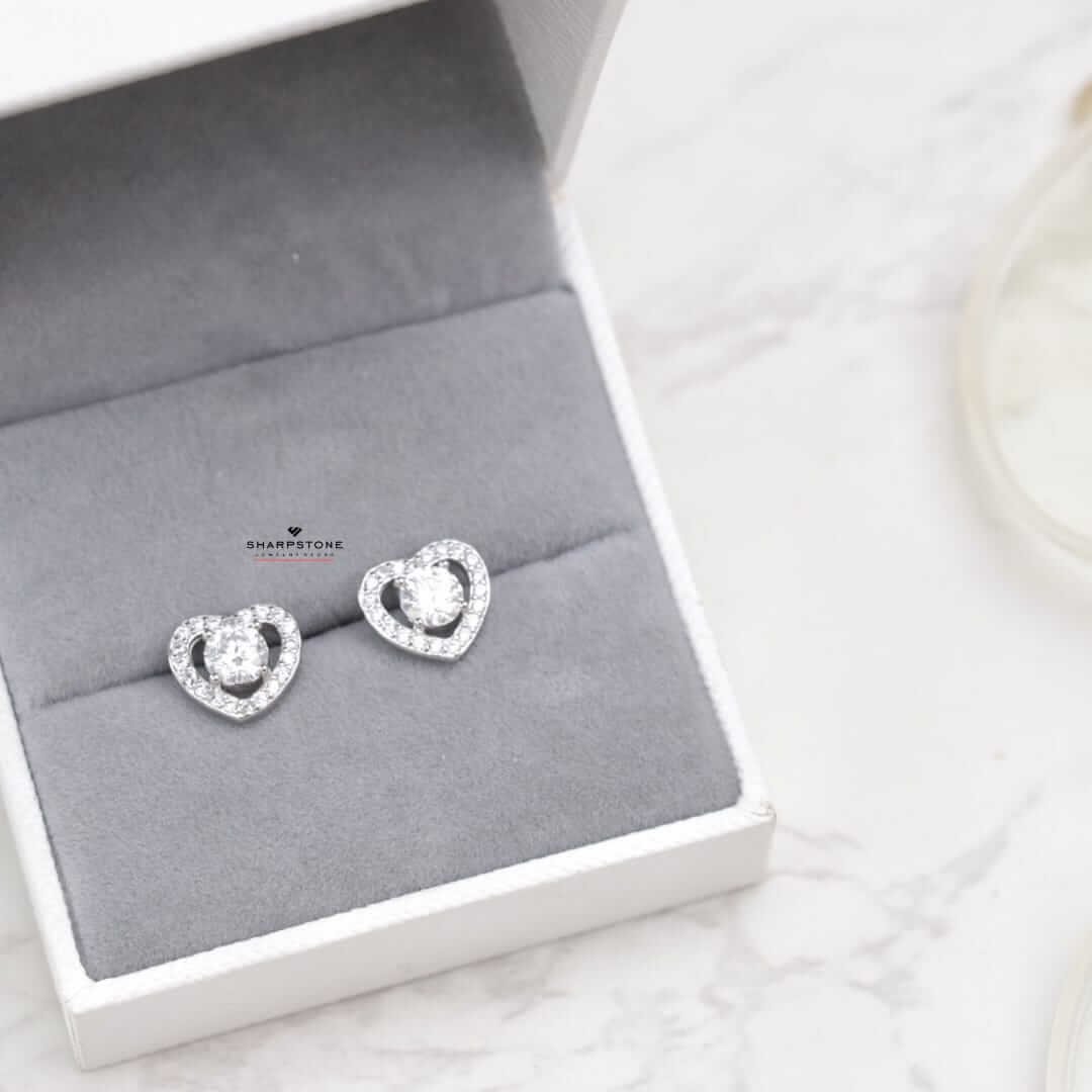 0.50ct Sweetheart Moissanite Earrings in 925 Sterling Silver