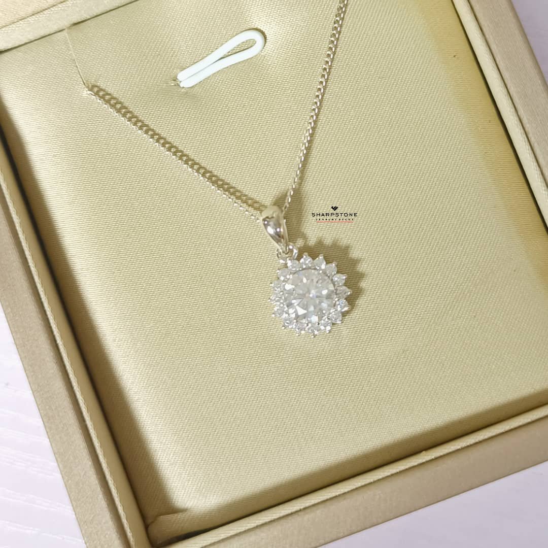 0.50ct Sunny Side Moissanite Necklace in 925 Sterling Silver