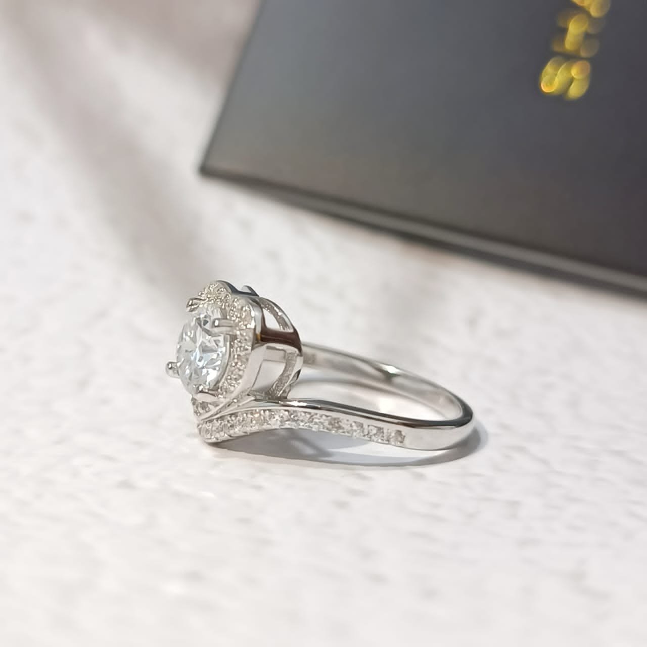 1.0ct Autumn Moissanite Engagement Ring in 925 Sterling