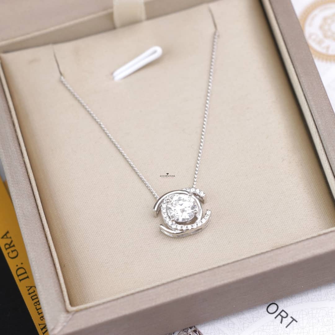 0.50ct Moissanite Love Duo necklace in 925 Sterling Silver