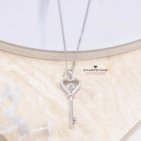 0.50ct Dancing Key Moissanite Necklace in 925 Sterling Silver - Image 2