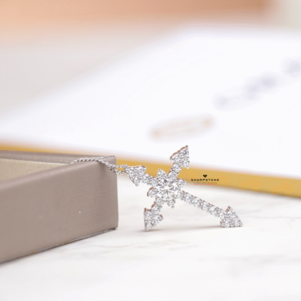 0.50ct Mini Cross Moissanite Necklace in 925 Sterling Silver - Image 2