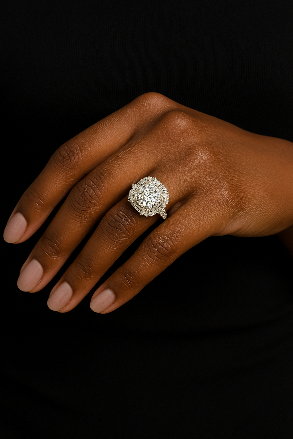 Amour Sterling Silver Engagement Ring with Moissanite Stone Model