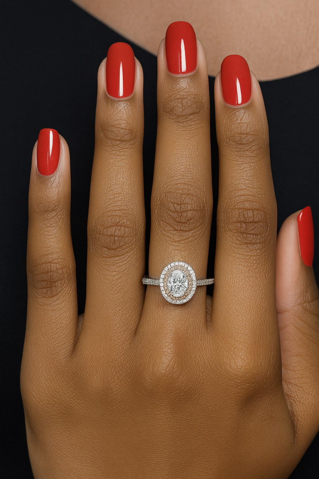 Aspen Oval Sterling Silver Engagement Ring with Moissanite Stone - Image 2