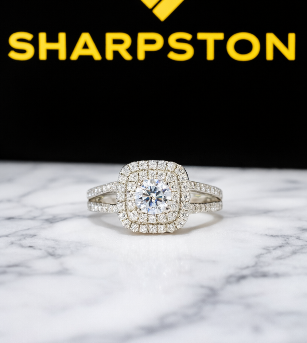 Daphne White Sterling Silver Engagement Ring with Cubic Zirconia Stone Front (2)