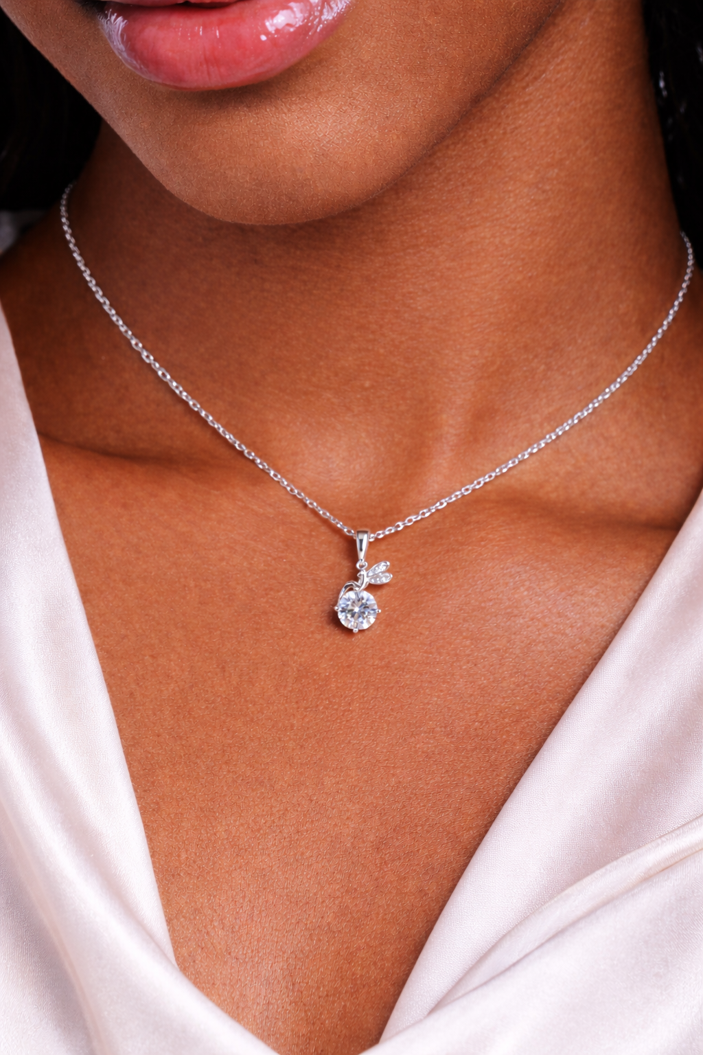 Fairy Sterling Silver Necklace with Moissanite Stone Model