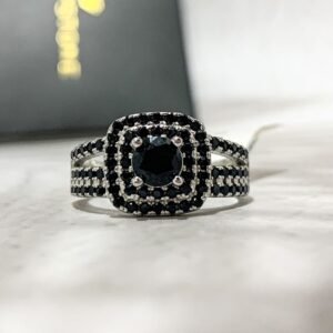 Velma Black Sterling Silver Engagement Ring with Cubic Zirconia Stone