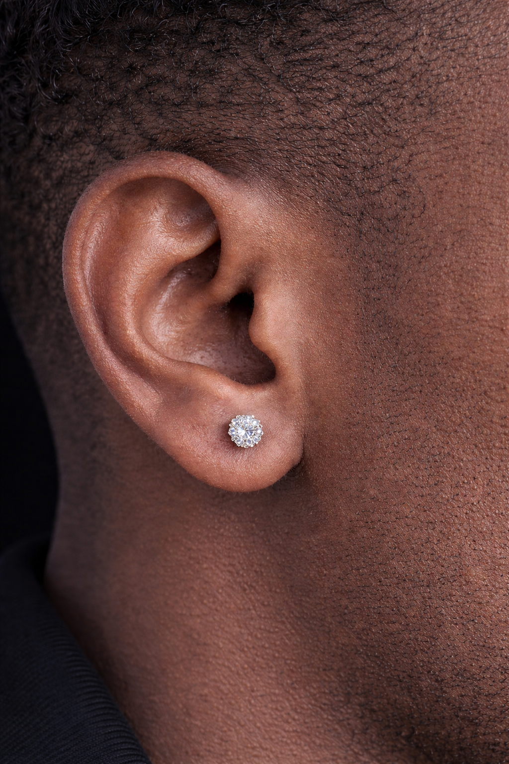 Lennon Sterling Silver Earring with Moissanite Stone Model