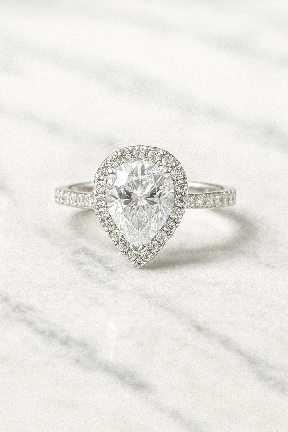 Lorraine engagement ring with moissanite stones front view