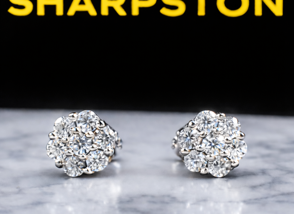 Mini Dennis Sterling Silver Earring with Moissanite Stone Front