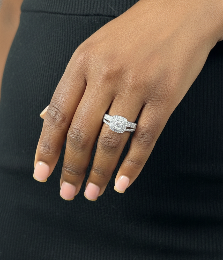 Velma White Sterling Silver Engagement Ring with Cubic Zirconia Stone Model