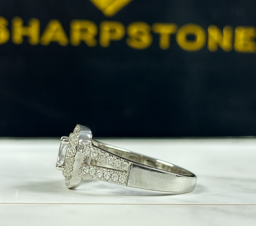 Velma White Sterling Silver Engagement Ring with Cubic Zirconia Stone Side