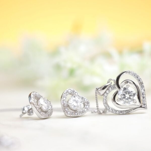 Adore - Sweetheart Moissanite Jewelry Set in 925 Sterling Silver - Image 2