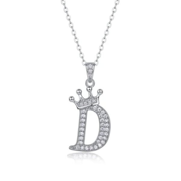 Alphabet Crown Moissanite Necklace in 925 Sterling Silver - Image 4