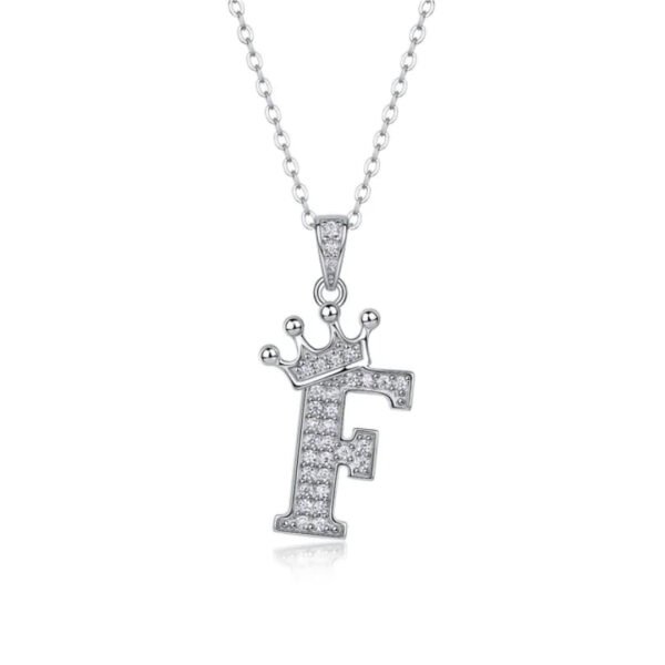 Alphabet Crown Moissanite Necklace in 925 Sterling Silver - Image 6