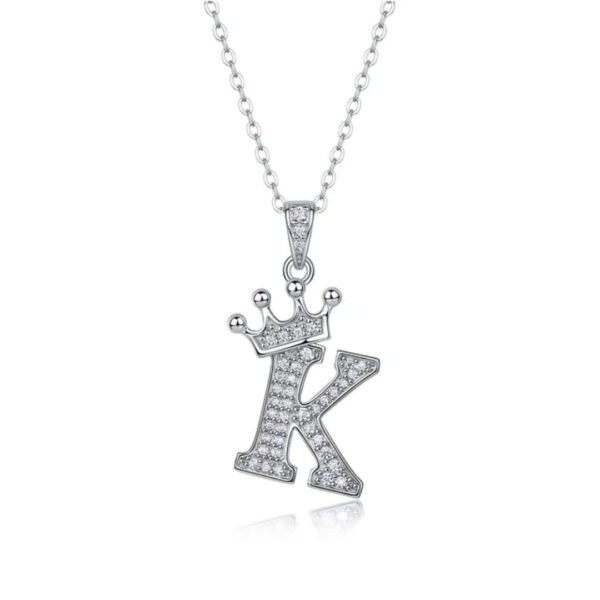 Alphabet Crown Moissanite Necklace in 925 Sterling Silver - Image 11
